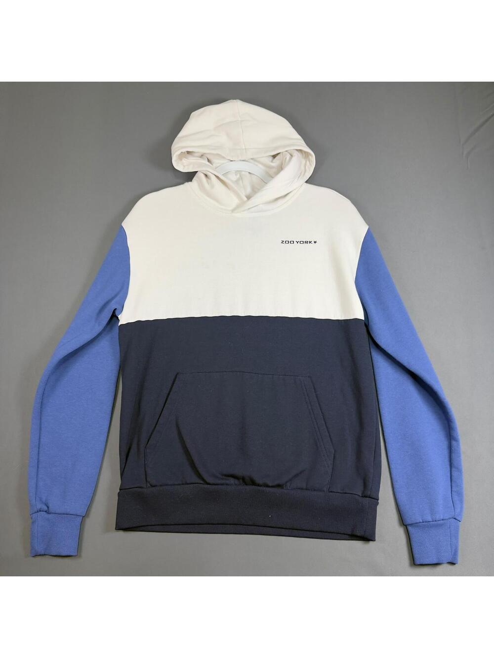 Zoo York Colorblock Long Sleeve Blue Navy Ivory Hoodie Size Medium
